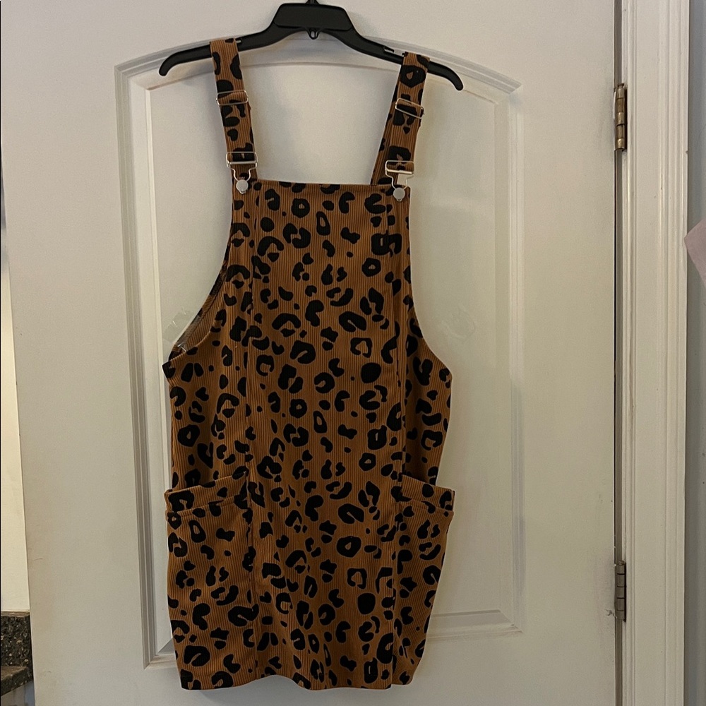 Leopard Print Overall Dress